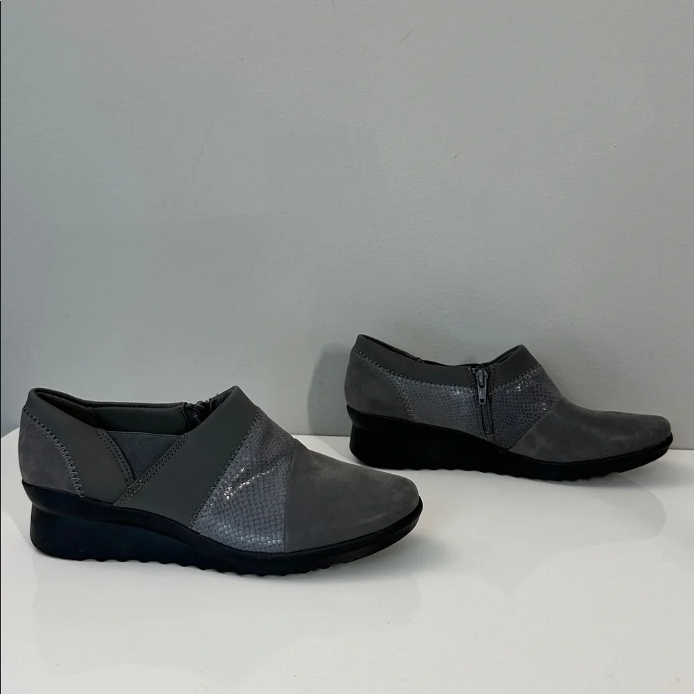 Cloudsteppers by Clarks Caddell Denali Gray SlipOn Wedge Size 8.5